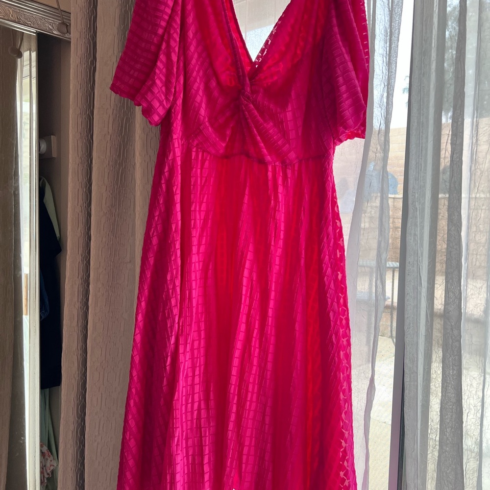 ASOS Pink Flutter Sleeve Midi Sundress